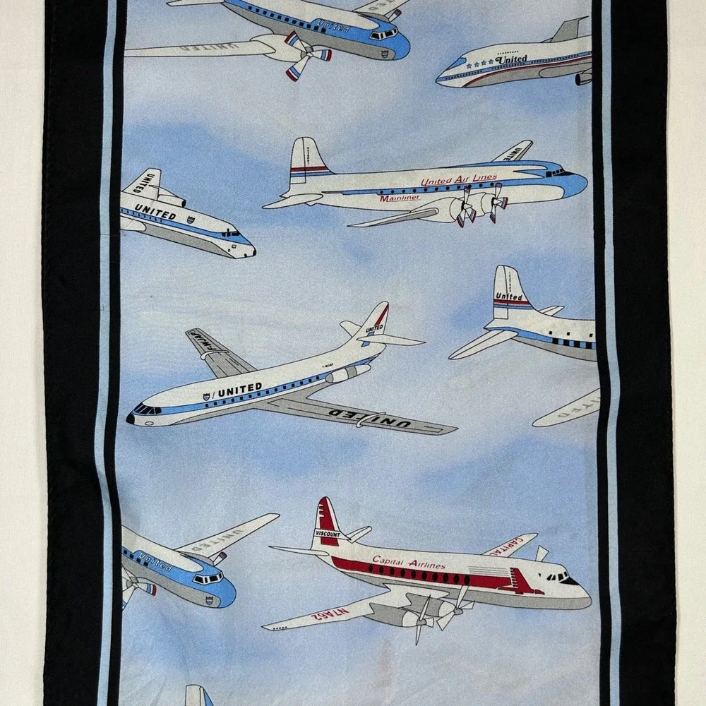 Vintage Clipped Wings United Air Lines Capital Airlines Silk Aviation Scarf